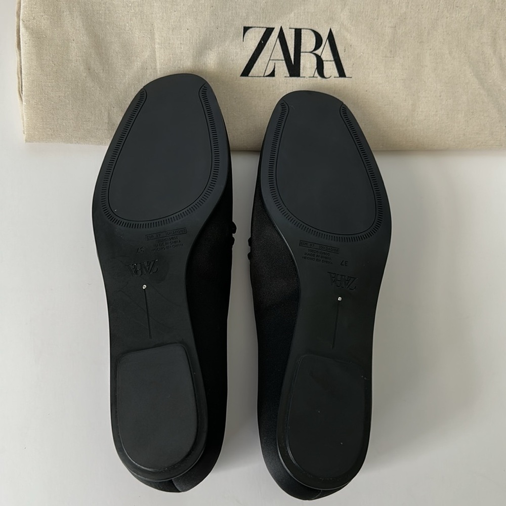 Zara Black Lace-Up Women's Flats - Picture 8 of 15